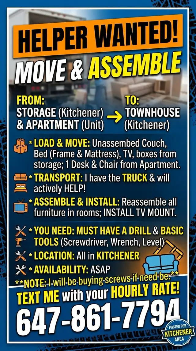 Handyman/ mover wanted