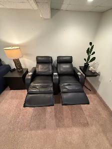 Black Leather 2-Piece Recliners - Photo 2
