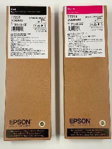 2 Pack OEM Genuine Epson Black T7251, Magenta T7253 Inks 600ml
