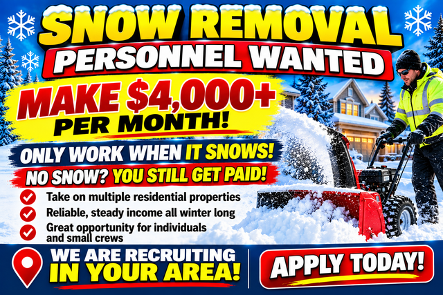 Snow Removal Personnel Wanted