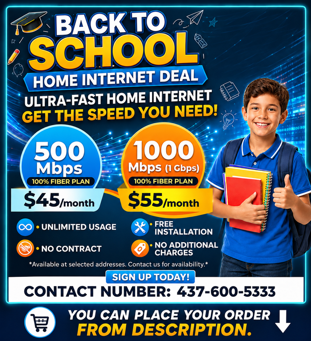 'Back to School'Unlimited High-Speed Fiber Internet