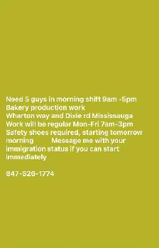 NEED WORKERS ASAP