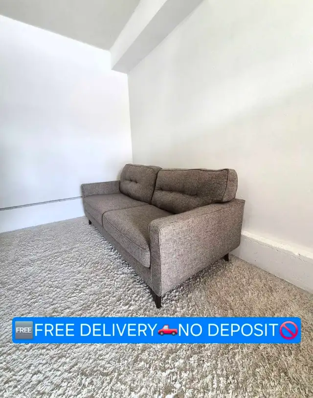 FREE DELIVERY J&R Furniture Tweed MCM 3 Seater Fabric Sofa Couch