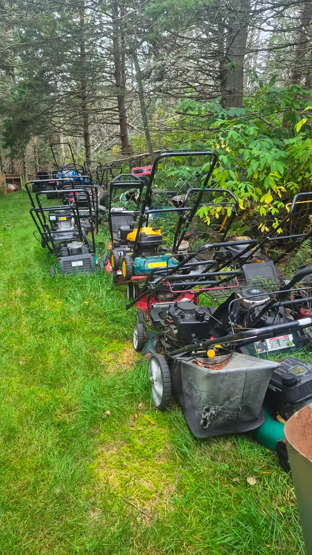 Clean up...lots of push mowers....Fix up or use for parts
