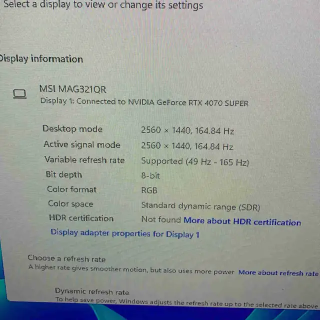 28-32 inch 165 hz 1440p MSI Monitor for sale