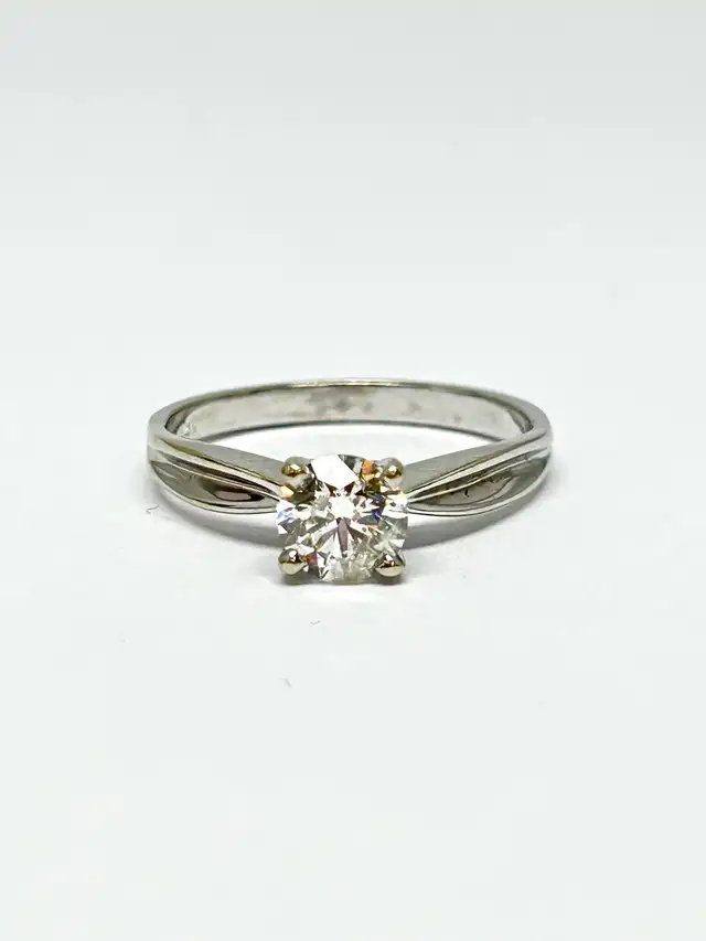 14k White Gold Solitaire Diamond Ring