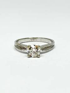 14k White Gold Solitaire Diamond Ring