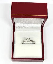 14k White Gold Solitaire Diamond Ring - Photo 2