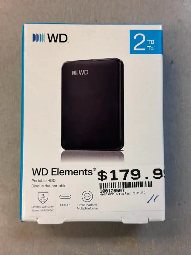 Western Digital 2TB Elements Portable External Hard Drive - NEW