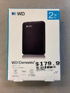 Western Digital 2TB Elements Portable External Hard Drive - NEW