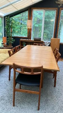 Mid century. TEAK TECK. TRÈS GRANDE Table. Chaises chairs. - Photo 5
