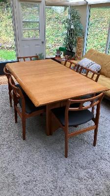 Mid century. TEAK TECK. TRÈS GRANDE Table. Chaises chairs. - Photo 10