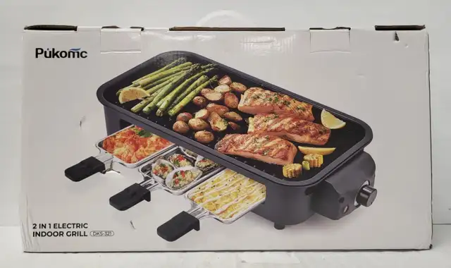 (N9745154) Pukomc DKS-321 2-in-1 Electric Indoor Grill