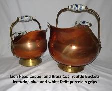 COPPER Vintage Coal Scuttle Buckets   Brass Accents – Delft Grip