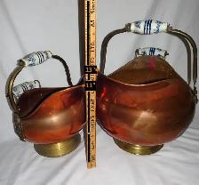 COPPER Vintage Coal Scuttle Buckets   Brass Accents – Delft Grip - Photo 2