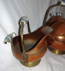 COPPER Vintage Coal Scuttle Buckets   Brass Accents – Delft Grip - Photo 7