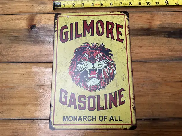 Vintage Style Gilmore Gasoline Tin Sign !
