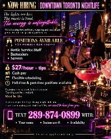 ✨ NOW HIRING | DOWNTOWN TORONTO NIGHTLIFE ✨ Female Bar Statfs
