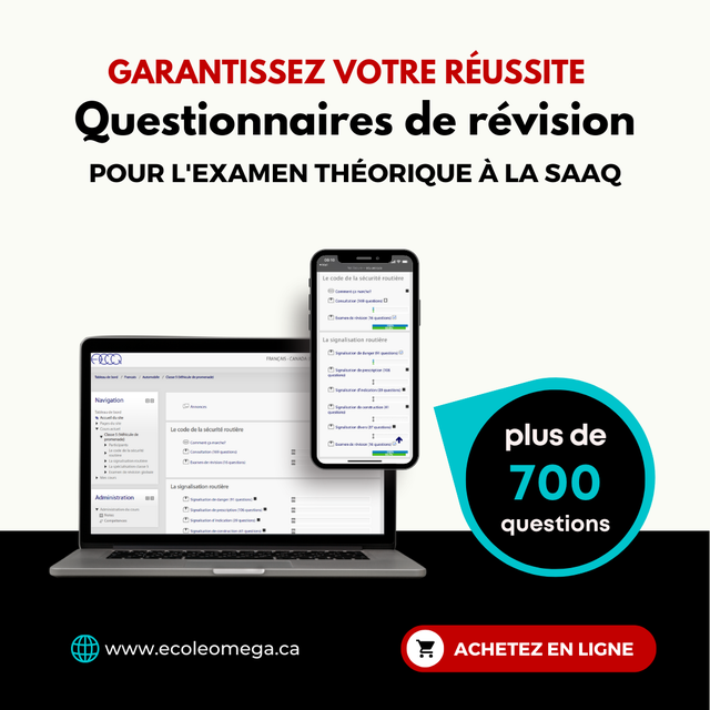 Préparation en ligne pour l’examen théorique de la SAAQ CLASSE 5