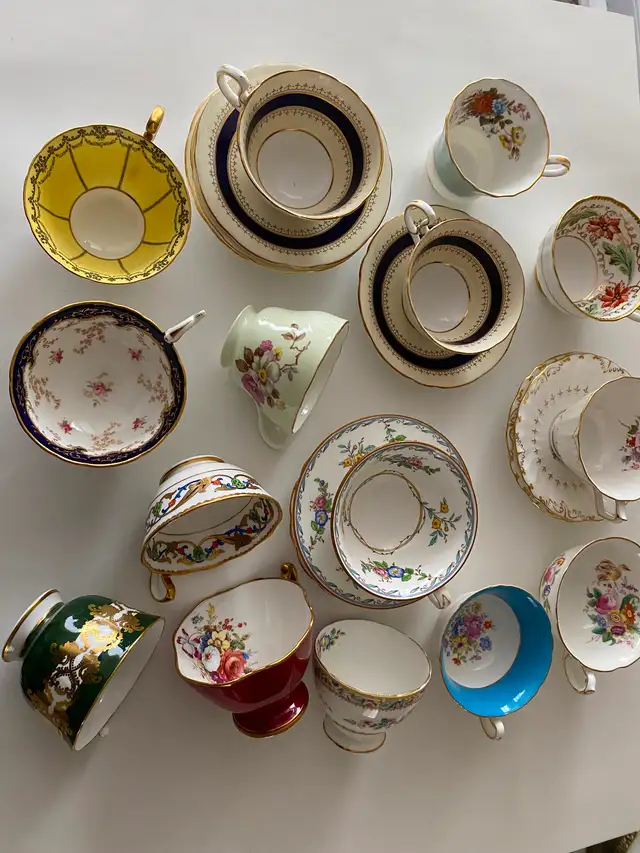 Vintage mix & match orphan tea cups