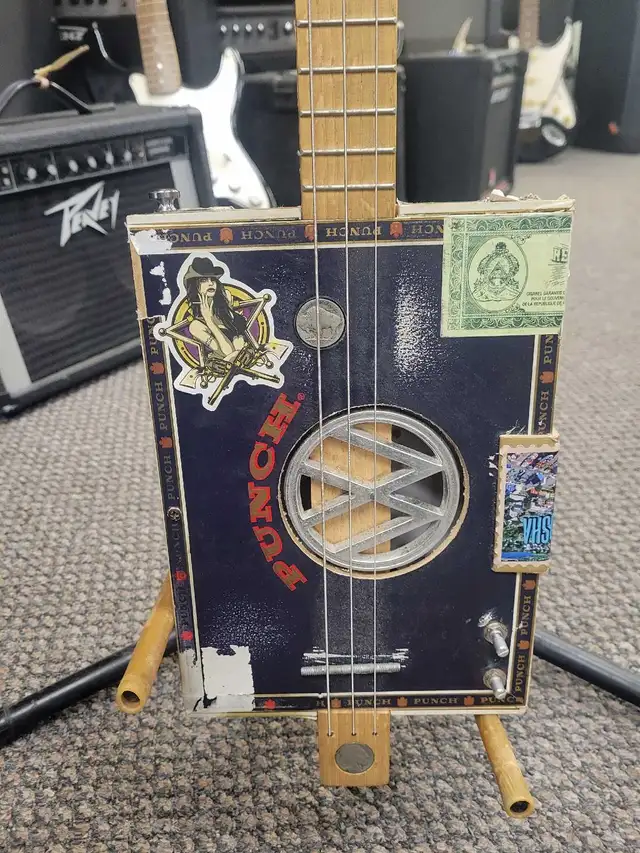 Cigar Box 3 String Electric Guitar Banjo Punch Custom Made