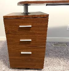 Wood Desk With Swiveling Three-Drawer File Cabinet - Photo 2