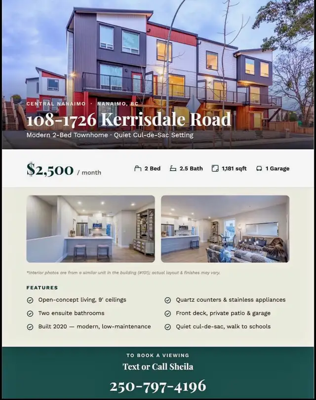 2 Bedroom, 2.5 Bathroom Townhouse | Central Nanaimo