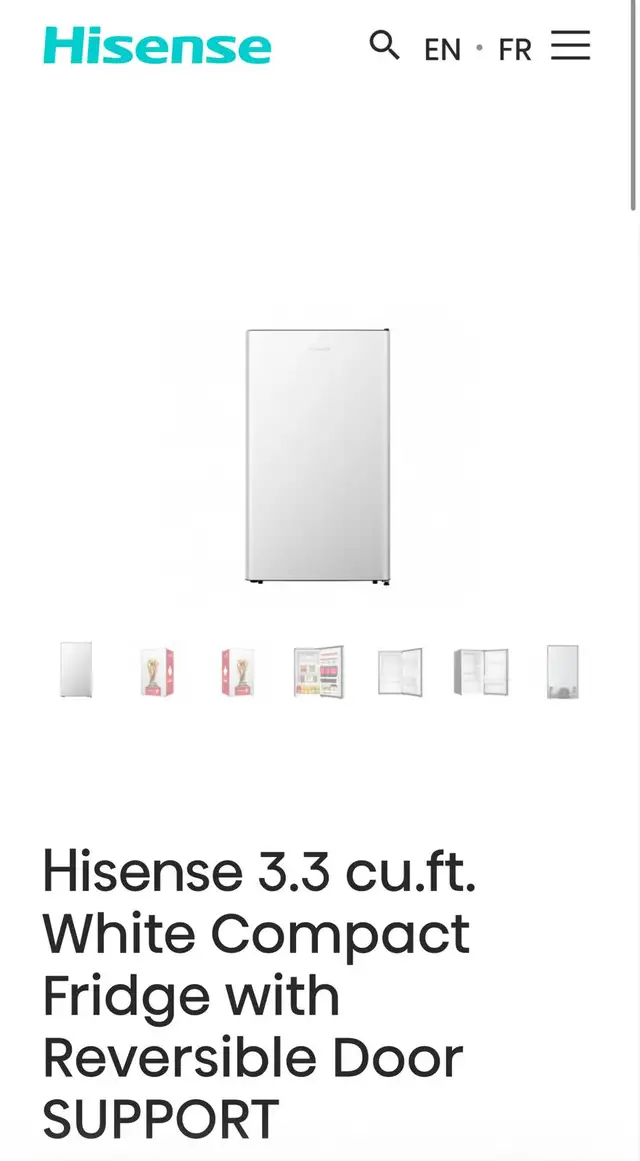 Hisense 3.3 cu.ft. White Compact Fridge with Reversible Door