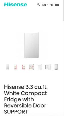 Hisense 3.3 cu.ft. White Compact Fridge with Reversible Door