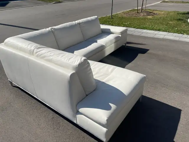 White Structube Leather Sectional Sofa