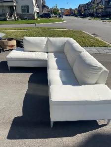 White Structube Leather Sectional Sofa - Photo 3
