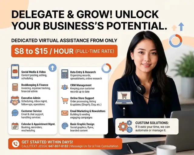 Virtual Assistant Service $8/hr!! Call Now!!