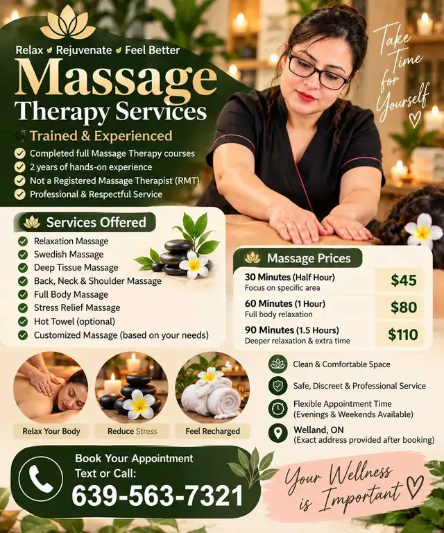 Relaxation massage service welland