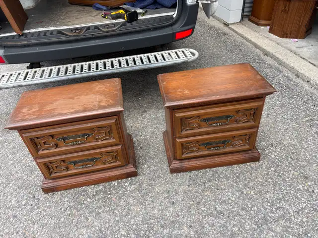 Free delivery antique Pair of Vintage Wooden Nightstands