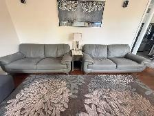 Grey Leather Sofa Set with matching Carpet