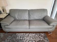 Grey Leather Sofa Set with matching Carpet - Photo 2