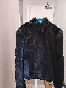 Short/Cropped 'Vintage 100% Black Rabbit Fur' Jacket