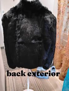 Short/Cropped 'Vintage 100% Black Rabbit Fur' Jacket - Photo 2