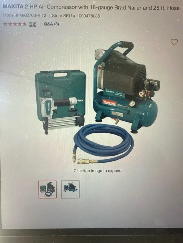 Makita Air Compressor and 18-Gauge Brad Nailer Kit