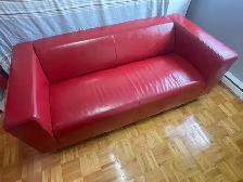 canapé / sofa en cuir rouge - Photo 2