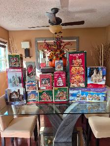 14 LIGHT  UP CHRISTMASVILLAGES sti in the boxes! Take all $100
