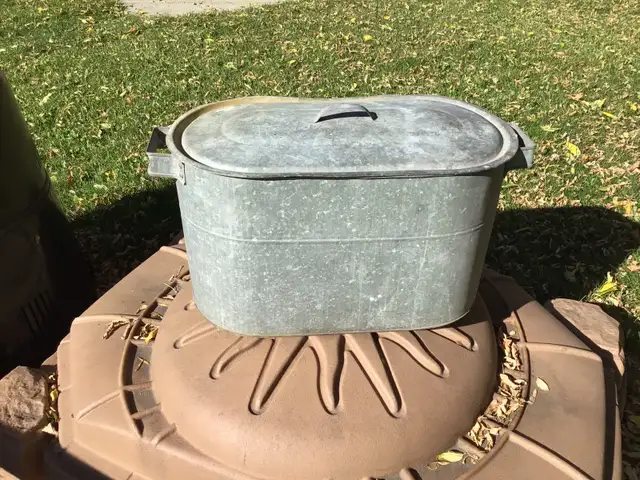 Vintage Galvanized metal boiler tub- Halloween