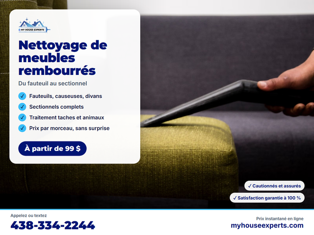 Nettoyage de divans / Upholstery Cleaning – dès 99 $