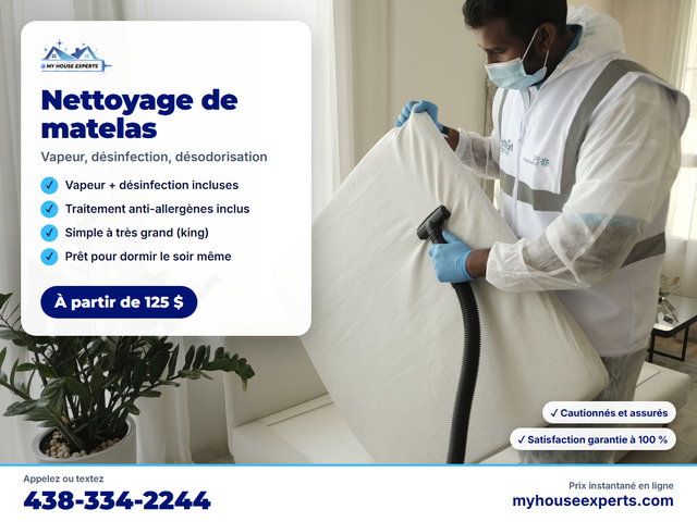 Nettoyage de matelas / Mattress Cleaning – dès 125 $