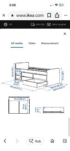 IKEA twin bed 4 drawers - Photo 3