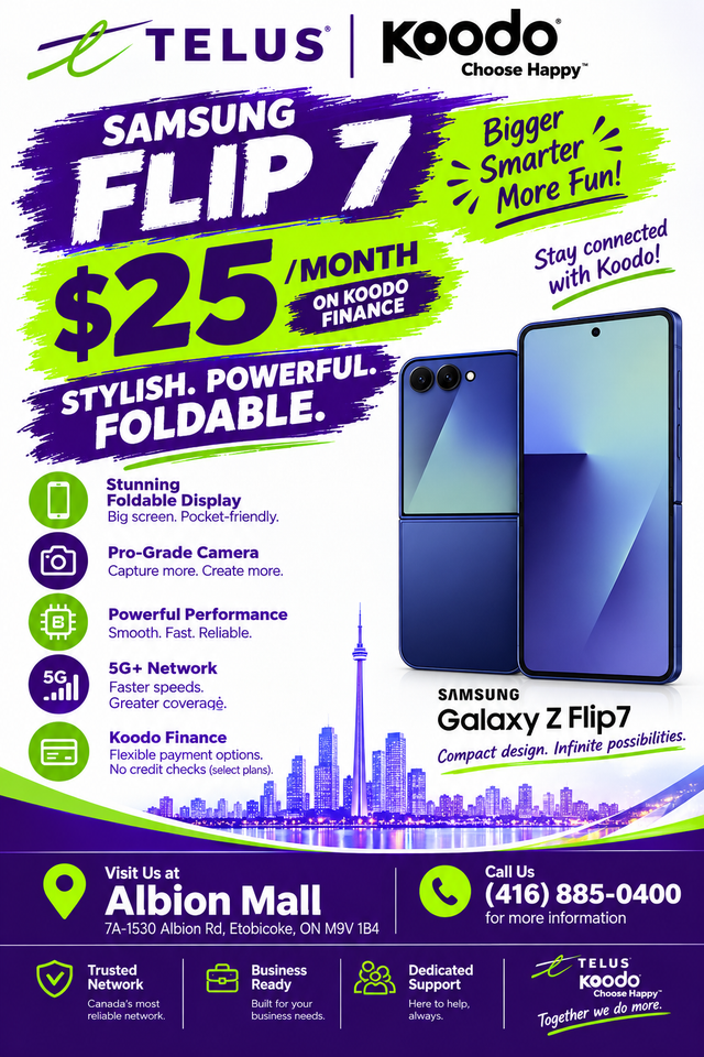 Samsung Galaxy Z Flip7 – Only $25/Month on Koodo Finance!