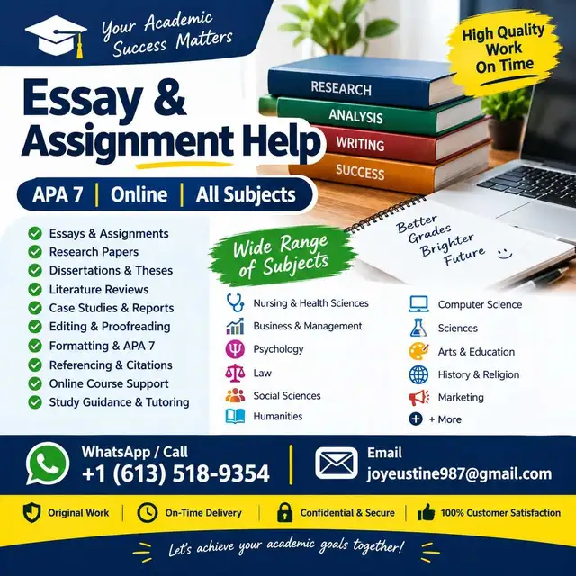 Essay & Assignment Help | APA 7 | Online | All Subjects
