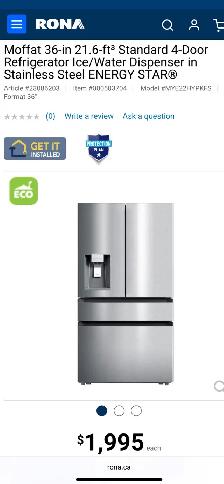 NEW 36" Moffat Counter Depth Fridge Water&Ice Dispenser 21.6 CF - Photo 10