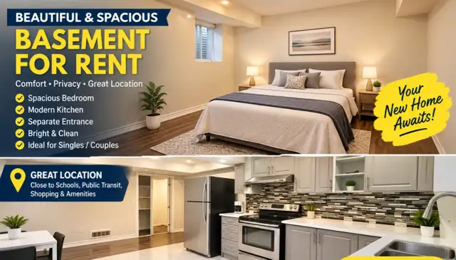 2 Bed Basement for rent