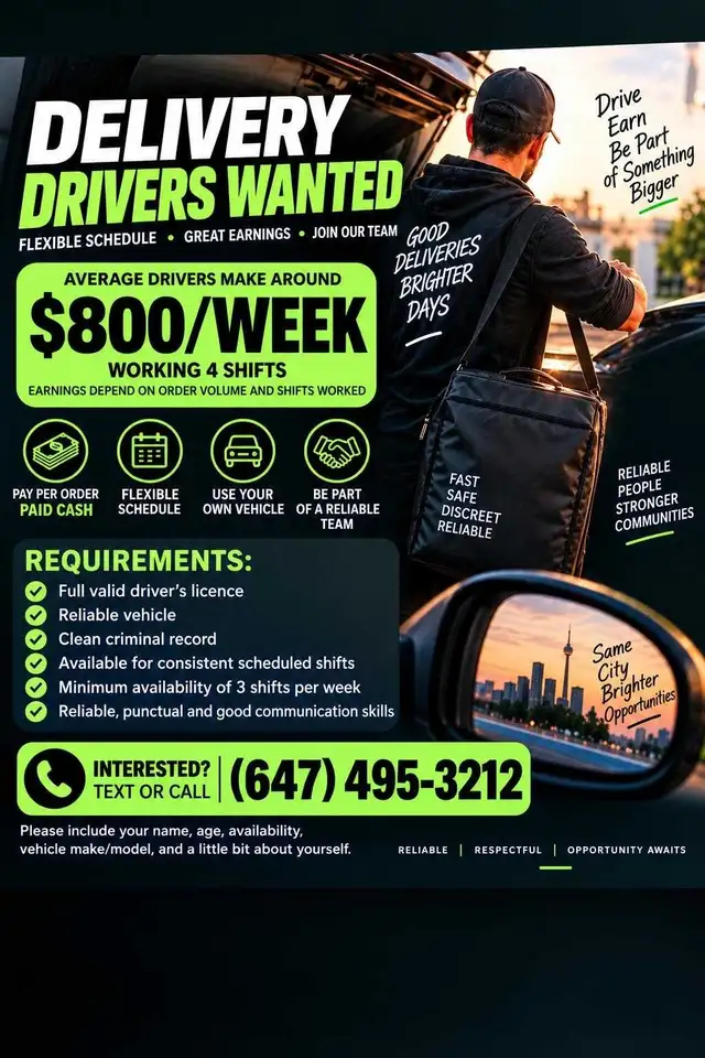 Full time and part time drivers needed!